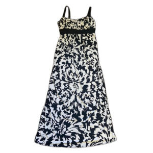 2000s Black and White Floral Maxi Dress
